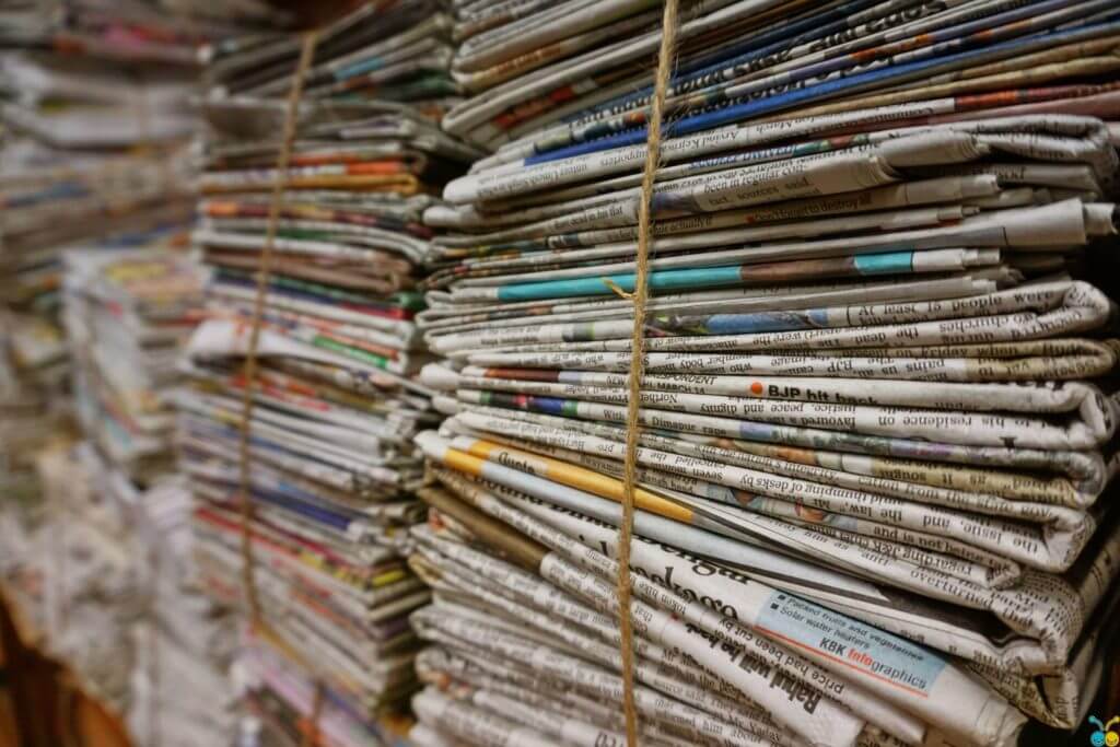 newspapers bundled together